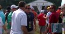 WATCH: Dustin hits a fan!
