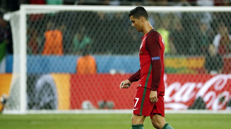 Cristiano Ronaldo walks off disappointed at the final whistle
