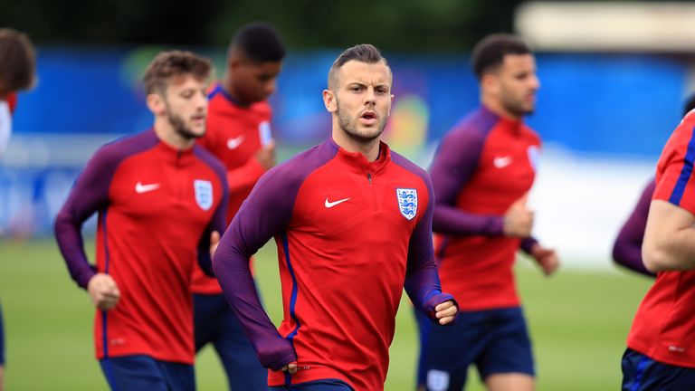 England's Jack Wilshere during a training session at Stade du Bourgognes, Chantilly