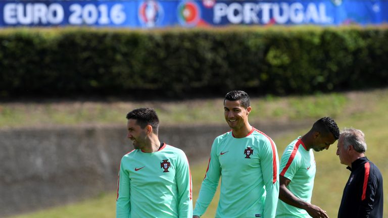 Cristiano Ronaldo (C) is targeting a place in the semi-finals with Portugal