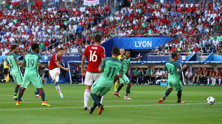 Gera scores the goal that was voted the best of Euro 2016