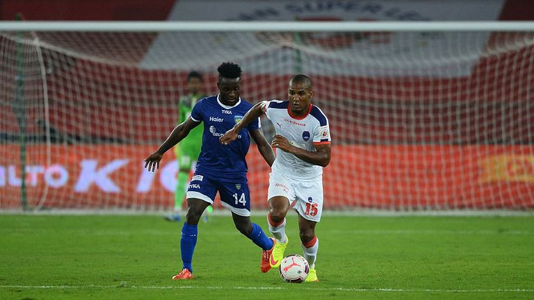 Florent Malouda R in action for Delhi Dynamos in last years Indian Super League