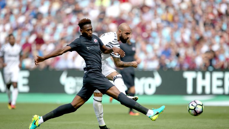 Zaza scores his side's third goal of the game during the Betway Cup match at London Stadium