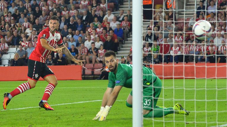 Austin turns to celebrate scoring second goal