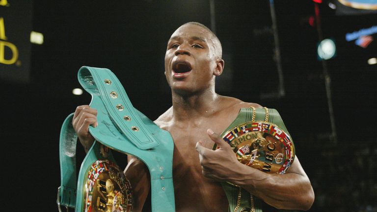 A young Floyd Mayweather still covered in championships