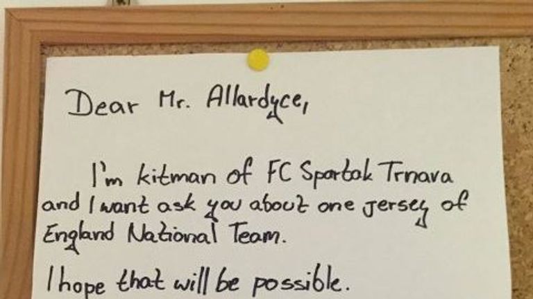 Martin Bohunicky wrote a letter to Sam Allardyce asking him to spare the gifts