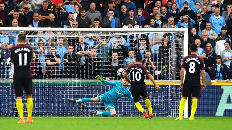 Sergio Aguero chipped down the middle from the penalty spot