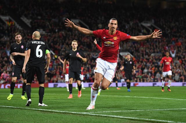 Ibrahimovic wheels away in celebration 