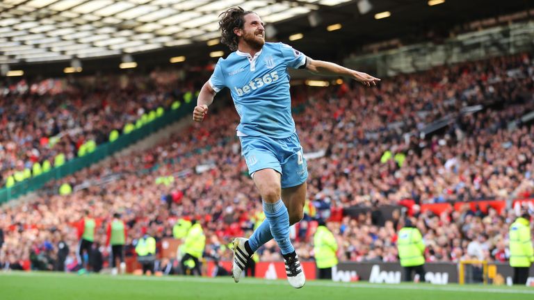 Joe Allen celebrates his equaliser for Stoke City