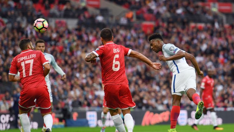 Daniel Sturridge heads home England's opener against Malta in Gareth Southgate's first game in charge