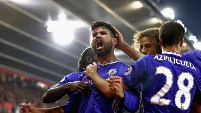 Costa celebrates after scoring his side's second goal