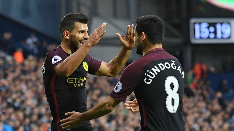 Sergio Aguero and Ilkay Gundogan were both on target against West Brom