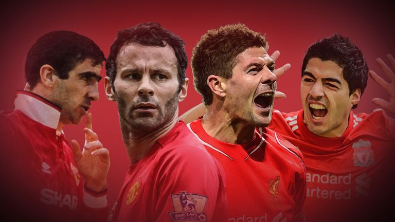 Steven Gerrard has come out on top of Sky Sports' vote of the top 50 players from Liverpool and Manchester United