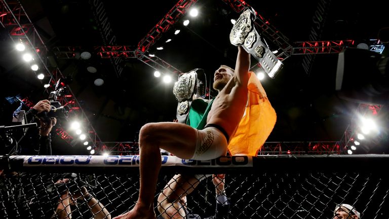 McGregor became UFC's first-ever two-weight champion when he defeated Eddie Alvarez in November 2016