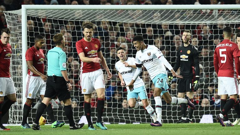 Former United man Ashley Fletcher equalises for West Ham at Old Trafford