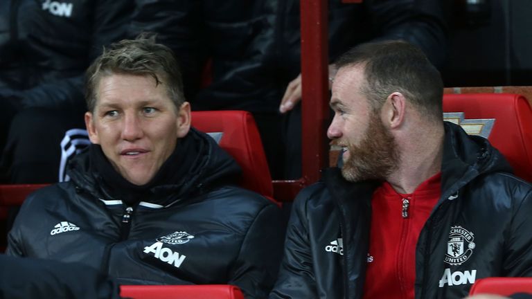 Bastian Schweinsteiger and Wayne Rooney were on the bench