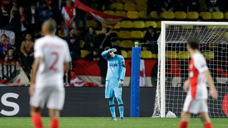 Tottenham's goalkeeper Hugo Lloris shows his dejection 