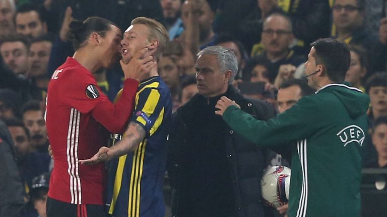 Zlatan Ibrahimovic was involved in an altercation with Simon Kjaer