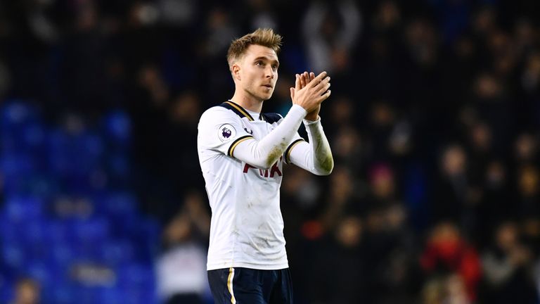 Christian Eriksen shows his appreciation to Tottenham's fans after they beat Hull at White Hart Lane