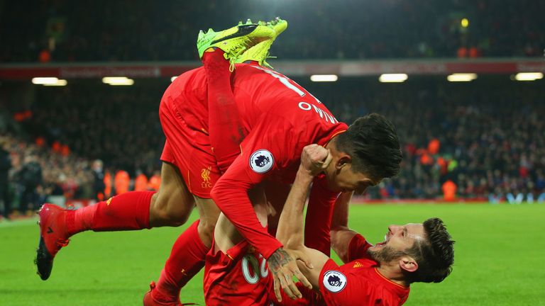 Firmino and Lallana celebrate