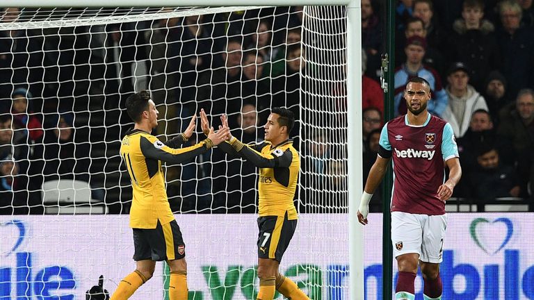 Mesut Ozil thanks Alexis Sanchez after his selfless assist for the opener