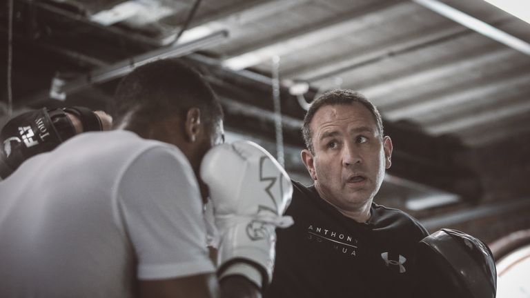 Anthony Joshua and Rob McCracken in training ahead of December 10