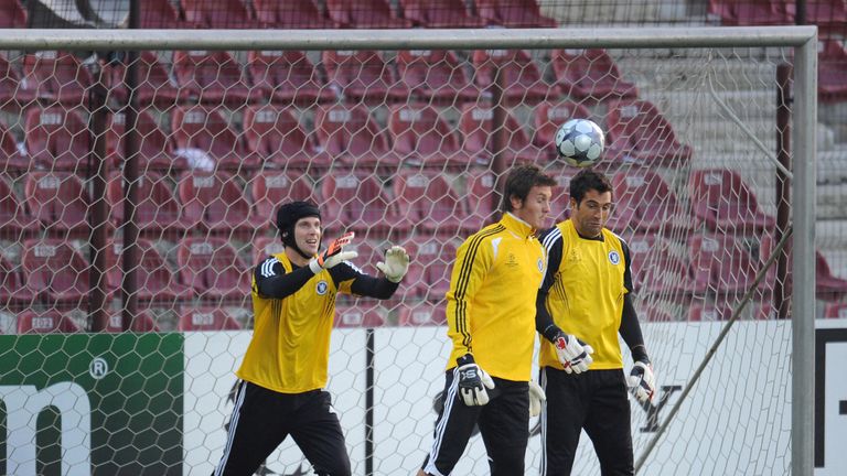 Cech started to learn to play the drums in 2011 after a dinner Carlo Cudicini (C) and Hilario (R)