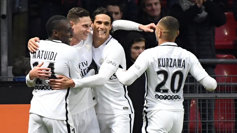 Julian Draxler and his PSG team-mates celebrate