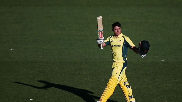 Stoinis celebrate his only ODI century of his career in January 2017 against New Zealand