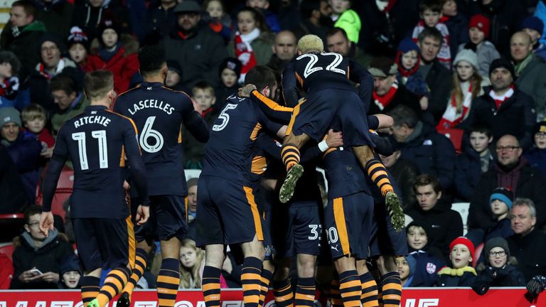 Newcastle celebrate Daryl Murphy's winning goal