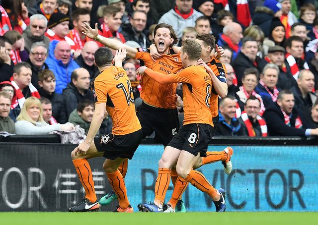 Richard Stearman celebrates after putting Wolves ahead early on