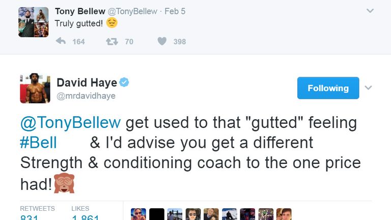 Haye angered future opponent Tony Bellew with tweets about Price and Coldwell