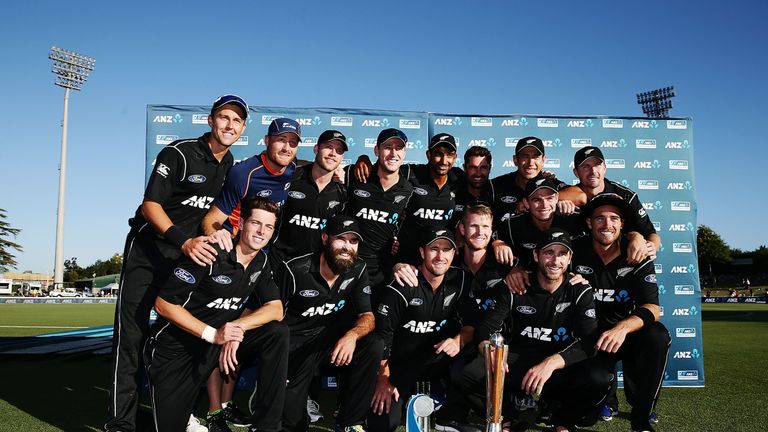 Celebrations for New Zealand's squad after the series win over their Trans-Tasman rivals