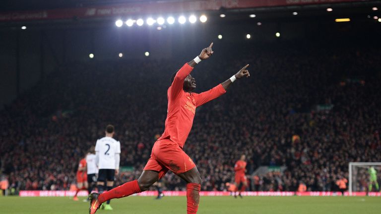 Sadio Mane celebrates after giving Liverpool the lead