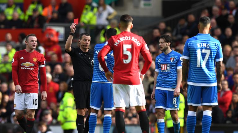 Andrew Surman was sent off at Old Trafford