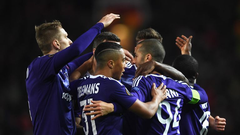 Sofiane Hanni celebrates the equaliser with team-mates