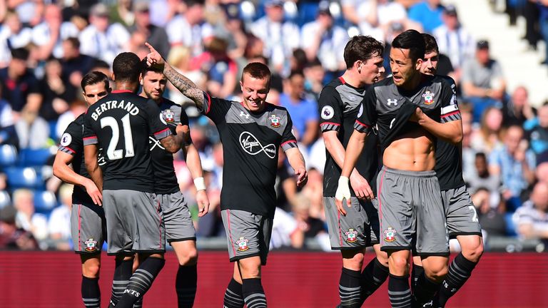 Jordy Clasie celebrates after opening his Premier League account with Southampton