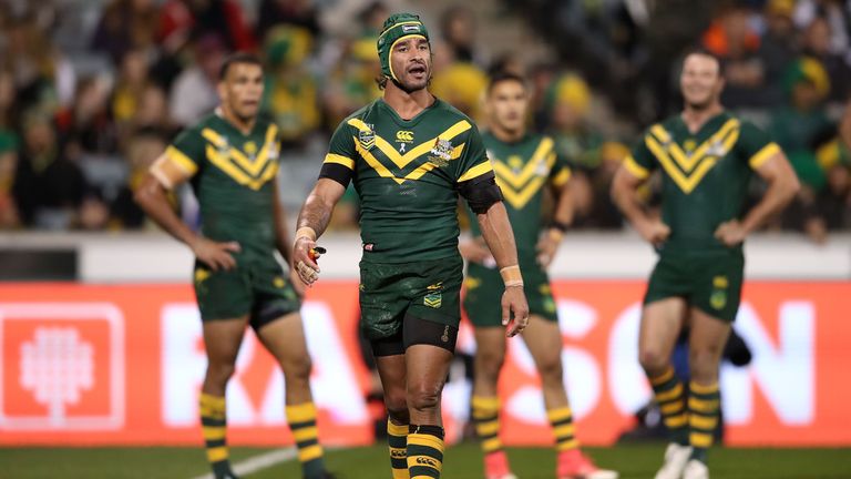 Johnathan Thurston damaged his shoulder playing for Australia