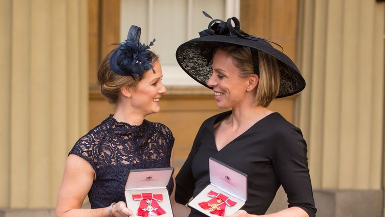 The Richardson-Walshs received their New Year's Honours at an investiture ceremony at Buckingham Palace in February