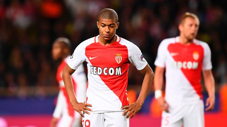 Monaco's 18-year-old striker Kylian Mbappe is the youngest player in the rankings