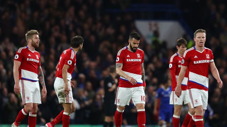 Middlesbrough were relegated to the Championship