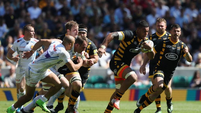 Nathan Hughes breaks through Exeter's defensive line
