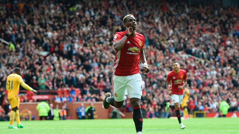 Paul Pogba's first goal after his United return also made the top three