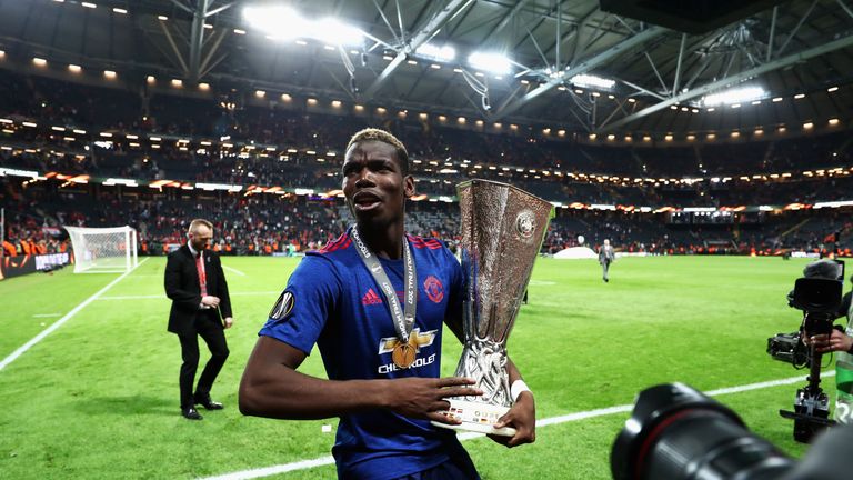 Paul Pogba's first season back at United ended with Europa League glory