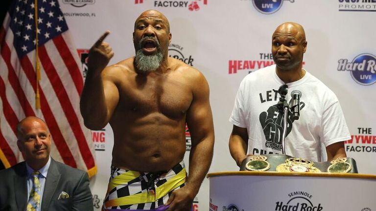 The American repeated his 'Let's Go Champ' catchphrase to the watching media