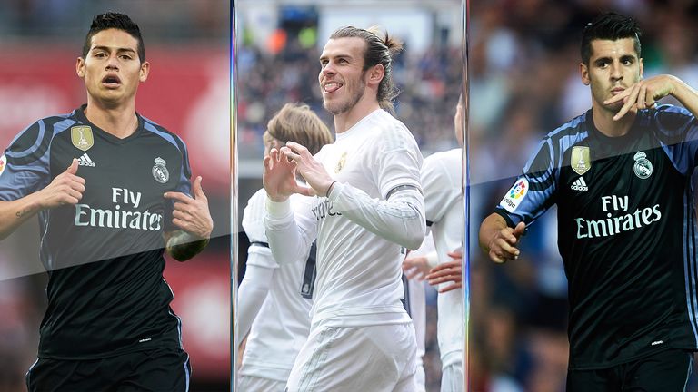 Real Madrid trio James Rodriguez, Gareth Bale and Alvaro Morata