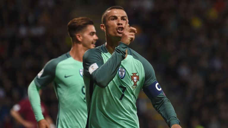 Portugal's forward Cristiano Ronaldo celebrates scoring 