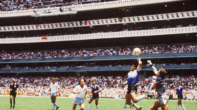 Maradona gave Argentina the lead with his infamous 'Hand of God' goal