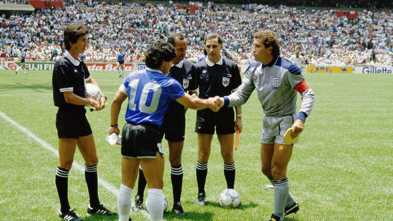 Bogdan Dochev (2nd right) ahead of the 1986 World Cup quarter-final between England and Argentina