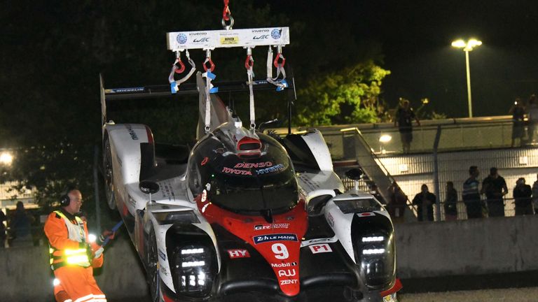 The number nine Toyota retired after contact